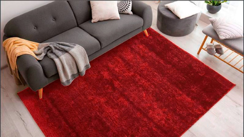 Tapete Fancy Shaggy Luxo Felpudo Sala E Quarto 1,50m X 1,00m Cor Vermelho Desenho do tecido Liso