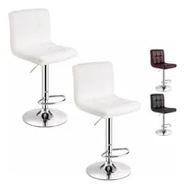 Comprar Set 2 Bancos Altos Cocina Barra Desayunador Bar Ajustable Acabado de la estructura Cuero Sintético Color Blanco