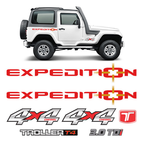 Adesivo Troller Expedition 4x4 2011 Emblema + Faixa Vermelho