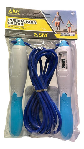 Cuerda De Saltar Para Fitness Ajustable Con Contador Color Azul Claro