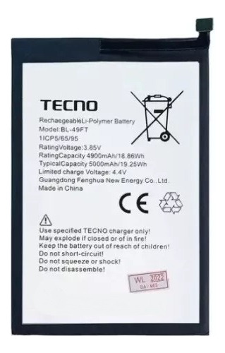 Bateria Pila Tecno Spark 5 Pro - Spark 5 - Pop 4 Air