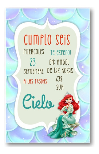 Invitación Digital Personalizada Ariel La Sirenita Mod.2