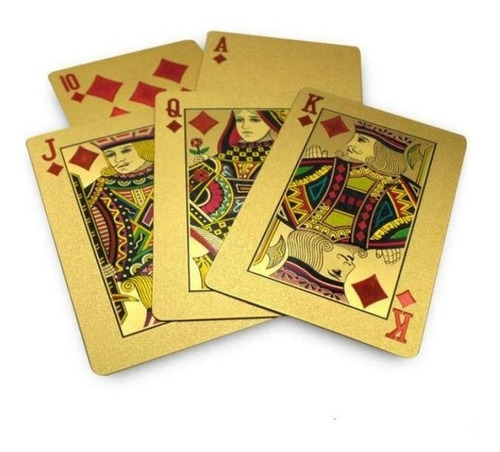 Juego Cartas Poker Doradas Caja Madera