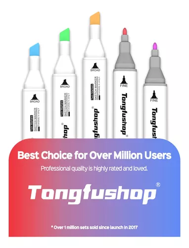 Tongfushop Marcadores de alcohol, juego de 80 marcadores de dibujo, punta  de fibra para artistas adultos, marcadores de colores, base + bolso +