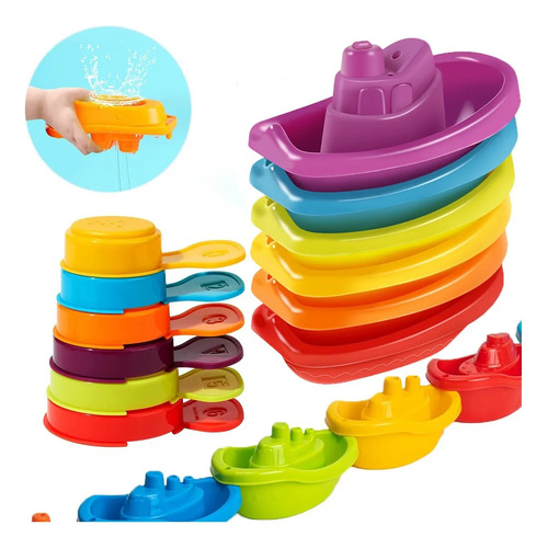 Juguetes De Baño Para Bebés, Botes Apilables Y Cucharas, Col