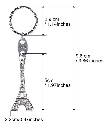 60 Torre Eiffel 5 Cm Metal Llavero Recuerdo Arte