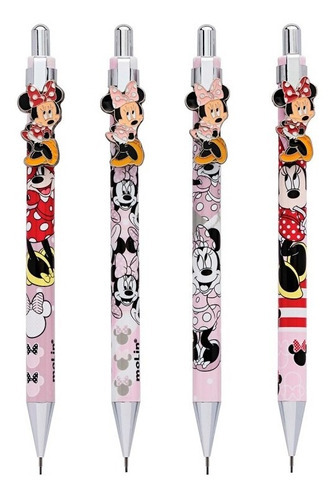 Lapiseira 0,7mm Clip Metálico Minnie Disney Molin Cor Rosa