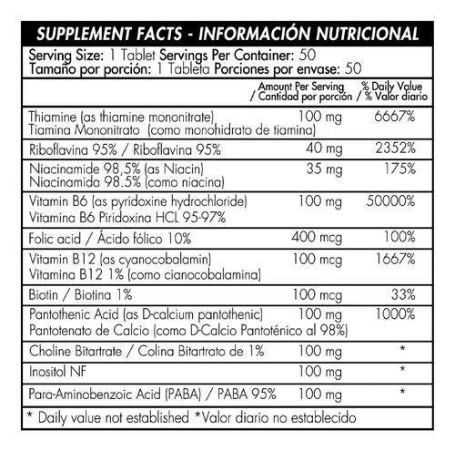 Complejo B-100 Complex X 50 Tab - Unidad a $1406