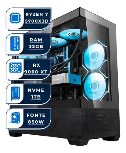 Pc Gamer Cpu Ryzen 7 5700x3d, M.2 1tb, 32gb, Rx 9060 Xt 16gb