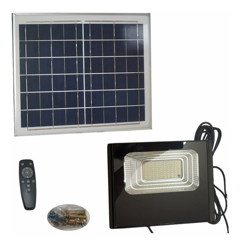 Imagen 3 de 10 de Reflector Solar Led 100w Recargable Exterior Luz Blanca Color De La Carcasa Negra Color De La Luz Blanco Neutro