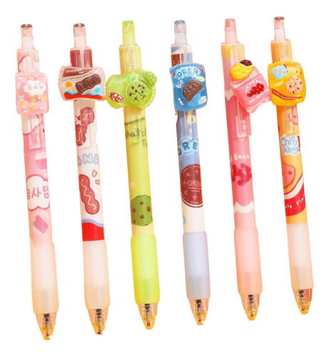 Set 6 Lapices Estilo Boligrafos Kawaii Alimentos Lapiz Cute