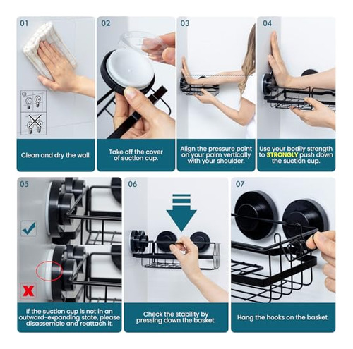 Taili Suction Cup Shower Caddy, 2 Unidades, Estante De Ducha