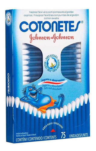 Imagem 1 de 3 de Hastes Flexíveis Cotonetes Johnsons Com 75 Unidades
