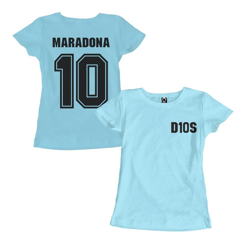 Playera Mujer Maradona 10 Dios Argentina Futbol