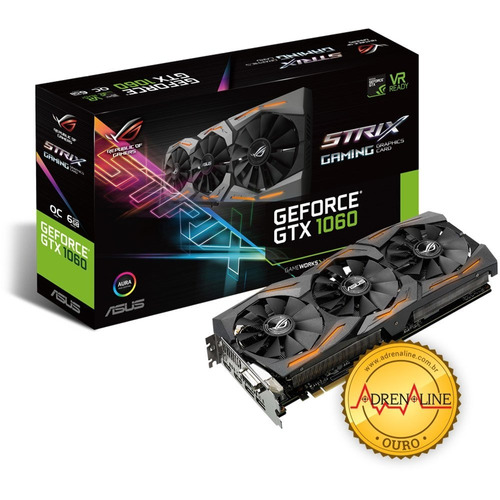 Placa De Video Pcie 6gb Gtx 1060 192bits Asus Rog Strix Oc