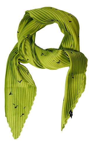 Mascada Mujer Pañoleta Estampada Plisada Verde 70 X 70cm Verde Plisado Unitalla
