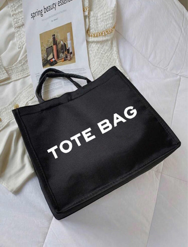 Bolso Casual Negro Letras Impresas (tote Bag)