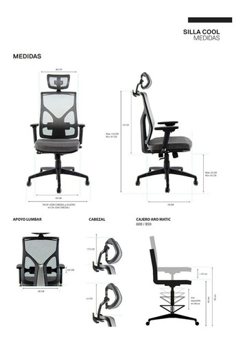 Imagen 6 de 10 de Sillon Ergonómico Oficina Con Cabezal Cool Silla Gamer Pc