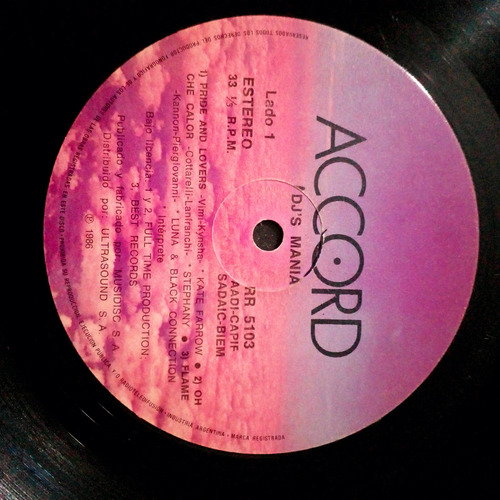 Dj's Mania Compilado Vinilo Gapul Ex+ 1987 Estándar
