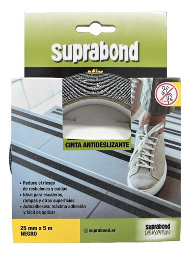 Cinta Antideslizante Suprabond Autoadhesiva 25mm X 5m Negro