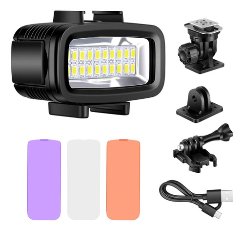 Gopro Luz Led Acuatica 40m Con Filtros