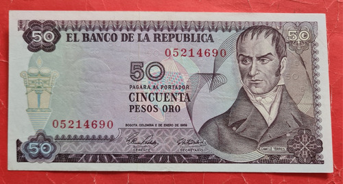 Billete Cincuenta Pesos 1969.