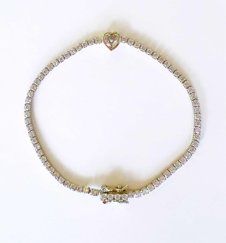 Pulsera Corazón Solitario Plata B Oro