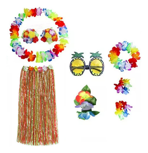 Conjunto De Falda Hawaiana Para Fiesta En La Playa