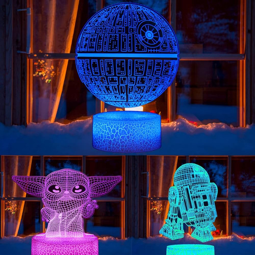 Lámpara Nocturna 3d Illusion Star Wars Para Niños. 3 Patrone