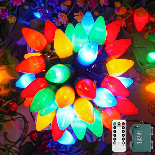 Luces De Navidad C7 Que Funcionan Con 50 Led 24 Pies Funcion