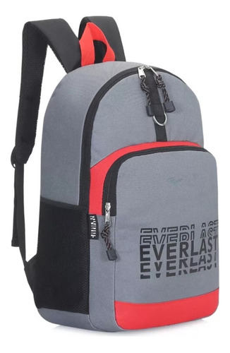 Mochila Everlast Urbana Deportiva Espalda Escolar 16270 Color Gris Diseño De La Tela Liso