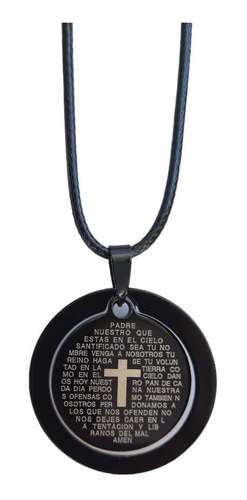 Collar Colgante Religioso Medalla Con Padre Nuestro Oración 