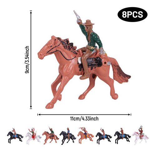 Paquete De 8 Figuras De Vaquero Del Con Caballo Para Niños