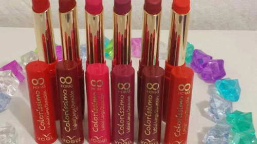 Imagen 2 de 5 de Labial Vogue Colorismo Larga Duración Paquete De 12 Labiales