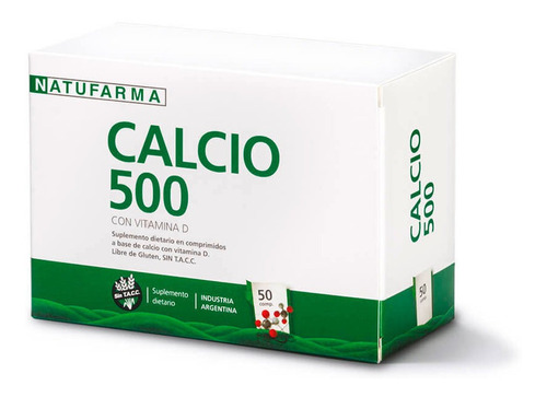 Natufarma Calcio 500 + Vit D Suplemento Dietario X 50 Comp