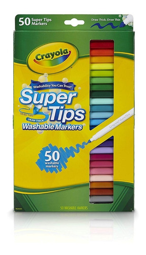 Imagen 1 de 4 de Crayola Supertips 50 Plumones Lavables Niños Dif Colores