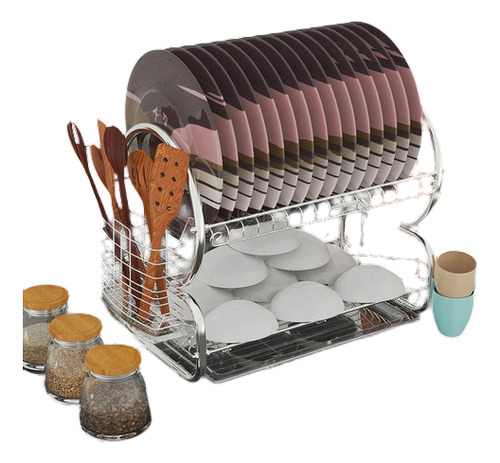 Nuevo Home Kitchen 2 Tier Plato De Acero Inoxidable Rack Cup