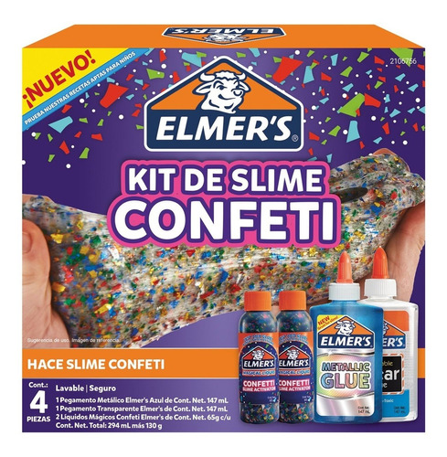 Kit Elmer´s Masa Pegajosa Confeti Para Slime