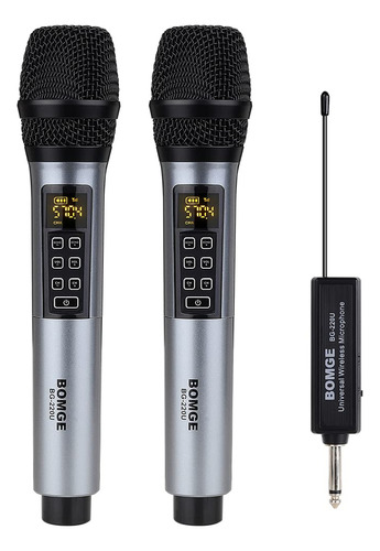 Bomge 220ub Uhf Dual Wireless Microfono Metal Recargable Dj