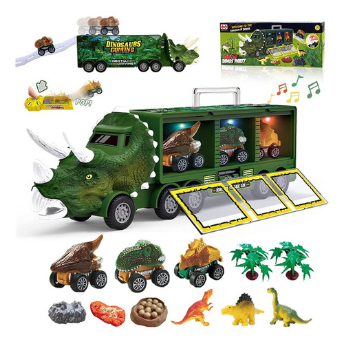 Juguete De Vehículo Transportador De Dinosaurios Con Luz De