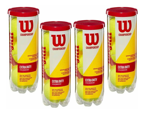 4 Tubos De 3 Pelotas Bolas De Tenis Wilson Championship