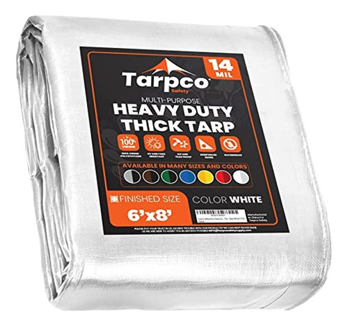Tarpco Safety Extra Heavy Duty 14 Mil Tarp Cover, Impermeabl
