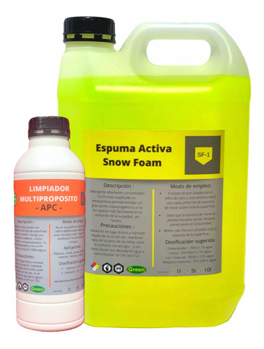 Shampoo Espuma Activa + Apc Limpiador Multiproposito Autos.