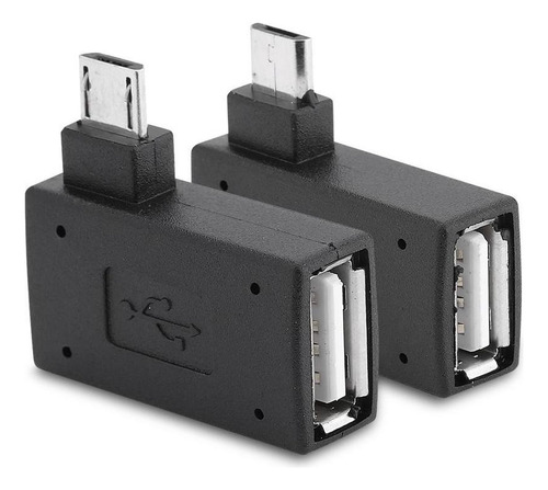 2 Pack Usb 2.0 Female To Male Micro Otg 90 Degree Adapter