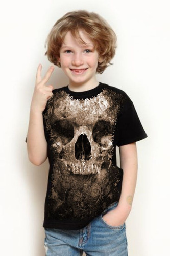 Camiseta Criança Frete Grátis Cranio Caveira Monstro