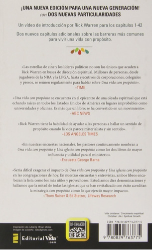 Una Vida Con Proposito/tapa Dura, De Warren, Rick. Editorial Vida En Español