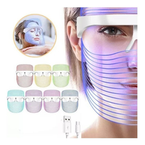 Máscara Facial De Terapia De Luz Led Inalámbrica De 7 Colore