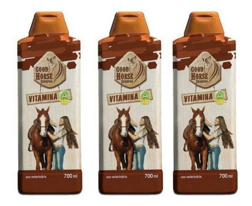 Kit Com 3 Shampoo Procanine Good Horse Com Vitamina A 700 Ml