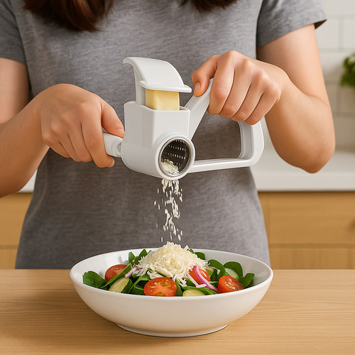 Ralador E Fatiador Queijo Manual Manivela Inox 3 Em 1
