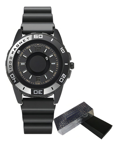 Reloj Eutour Con Correa De Silicona Simple Y Bola Magnética Color Del Bisel Negro